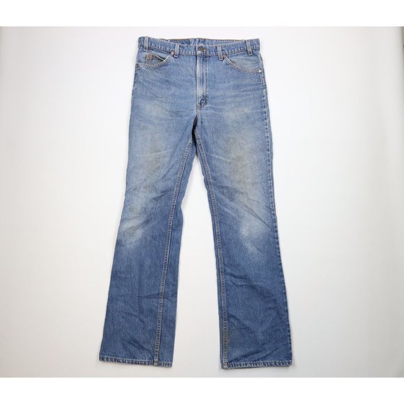 Vintage 90s Levis 517 Orange Tab Mens 36x34 Distressed Flared Wide Leg Jeans USA
